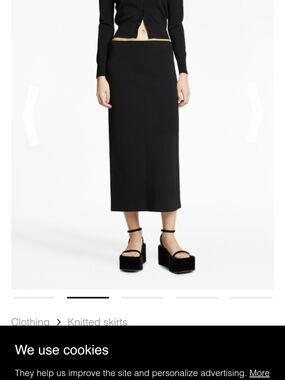 Proenza Schouler Black Midi Knit Skirt, Size L